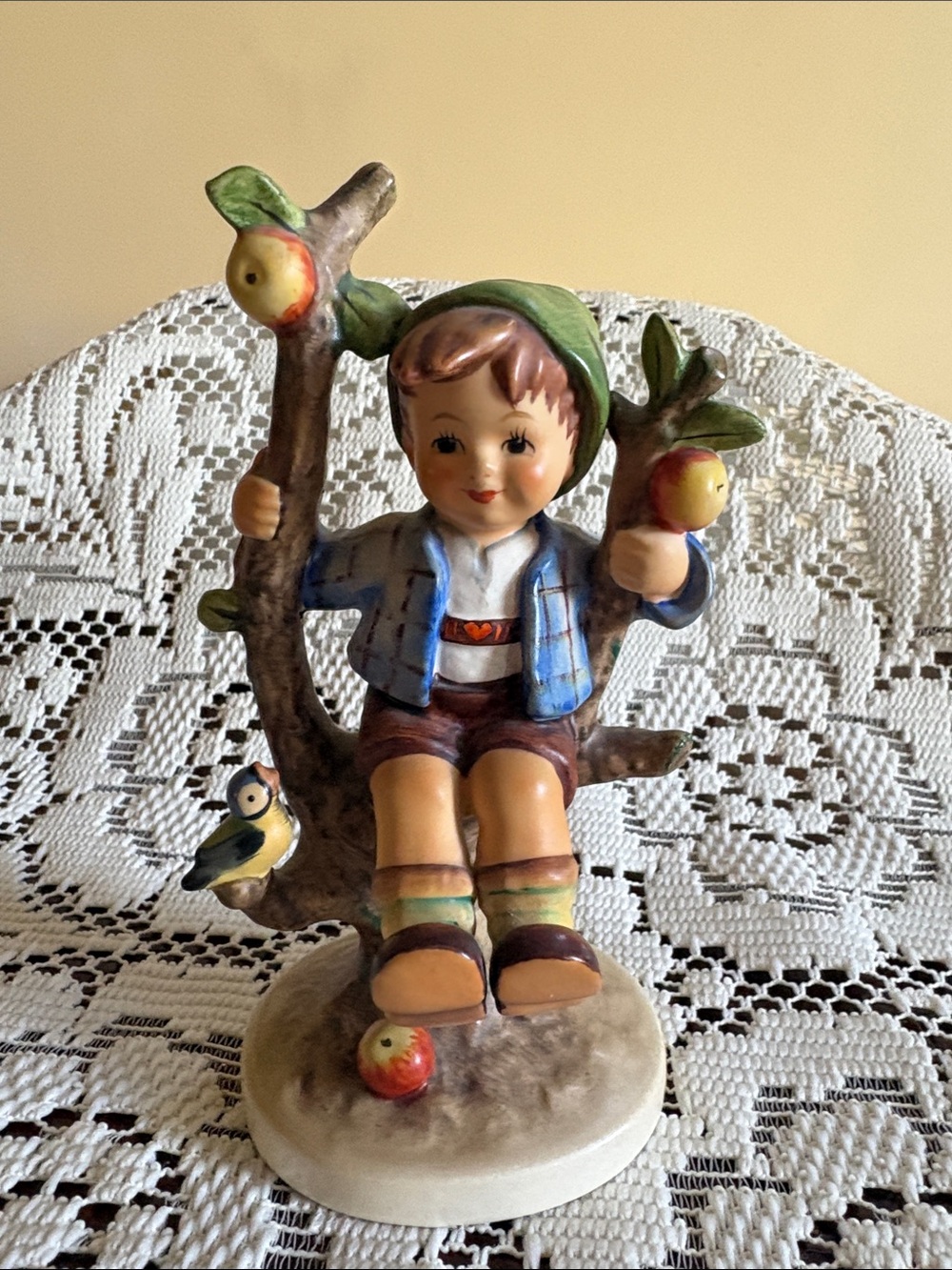 Vintage Hummel Porcelain Boy on Tree Figurine